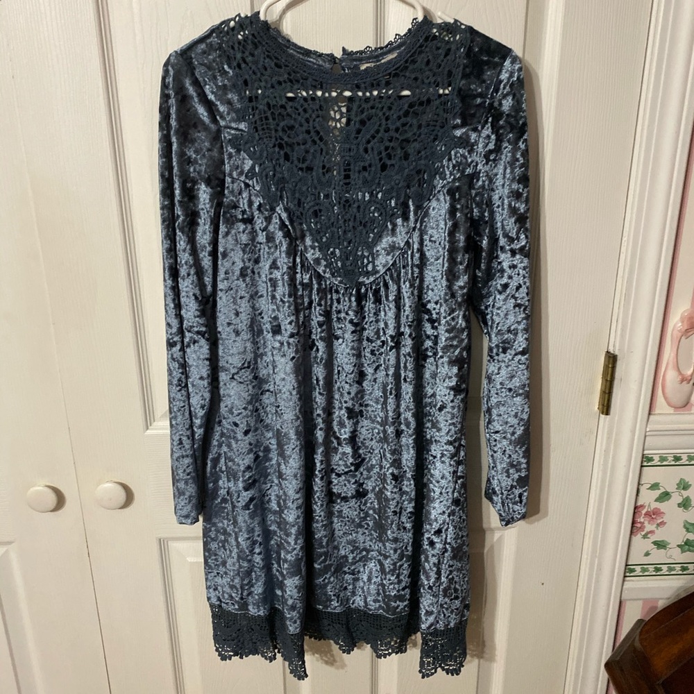 Blue velvet dress